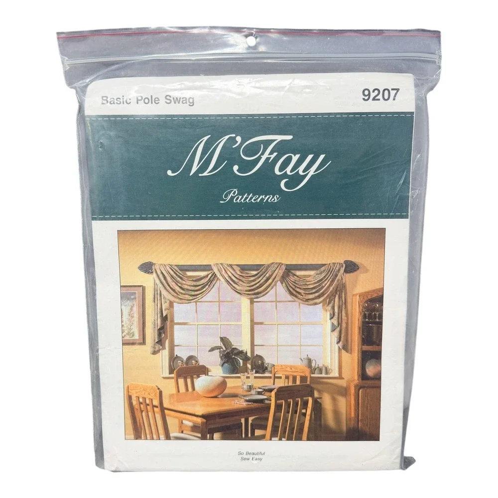 Vintage M'Fay Basic Pole Swag Pattern 9207 Uncut Window Treatment Sewing Pattern